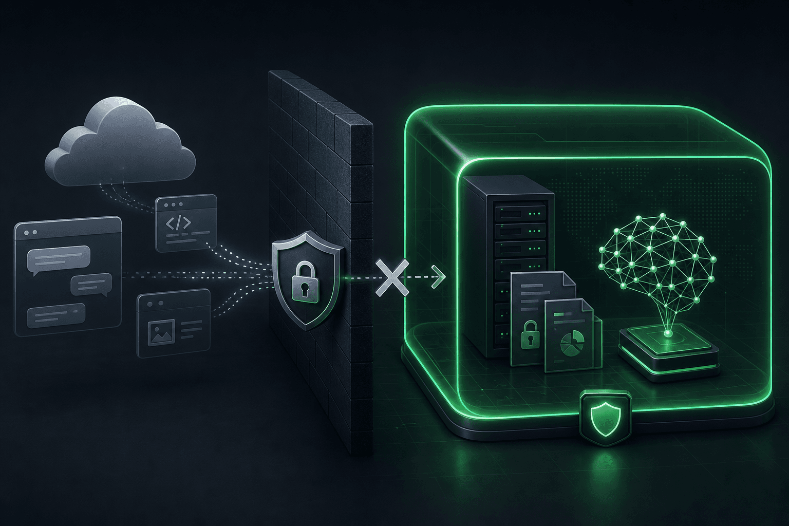 Hosted AI tools blocked from sensitive data while private AI runs inside the company perimeter